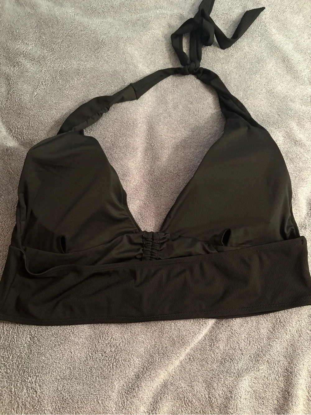 Fashion Nova Swim Bikini Top Halter Plus Size 3X Black Tie Detail Padded